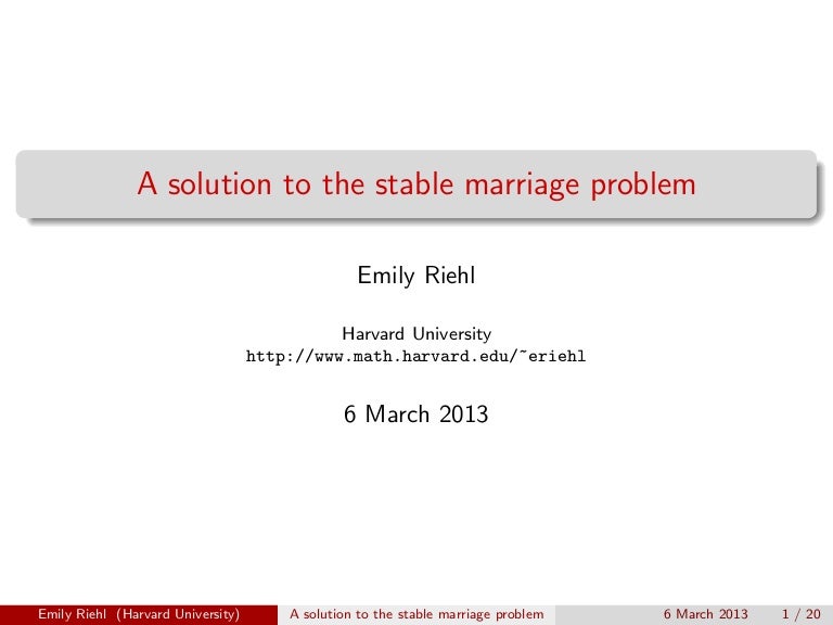 A Solution To The Stable Marriage Problem