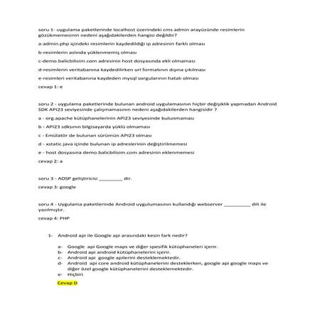 Mobil Programlama Soruları