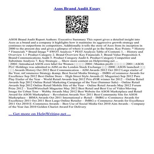 Asos Brand Audit Essay