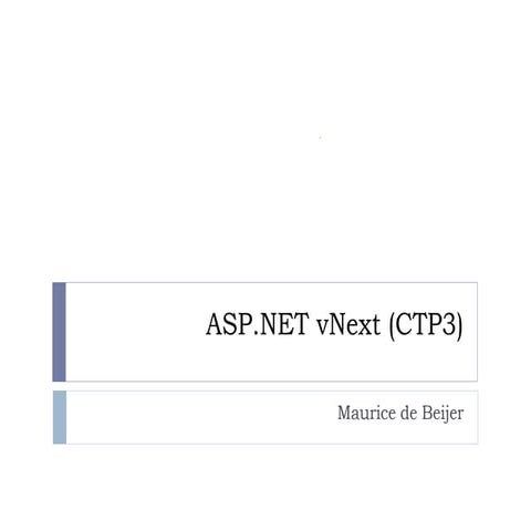 ASP.NET vNext at the DotNed users group