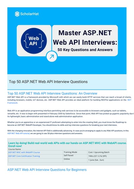 ASP.NET Web API Interview Questions By Scholarhat