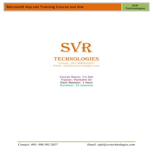Asp.net training course out line by svr technologies