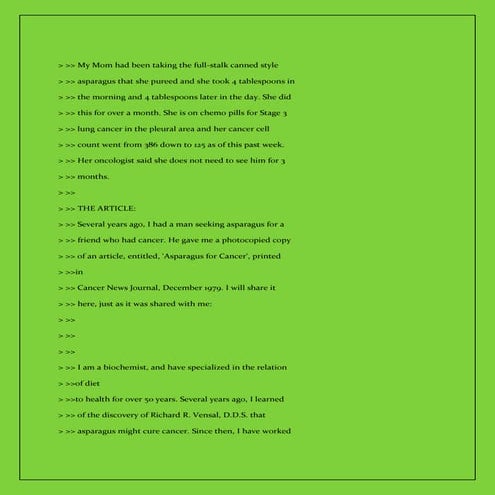 Asparagus for cancer