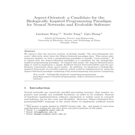 Aspect oriented a candidate for neural networks and evolvable software