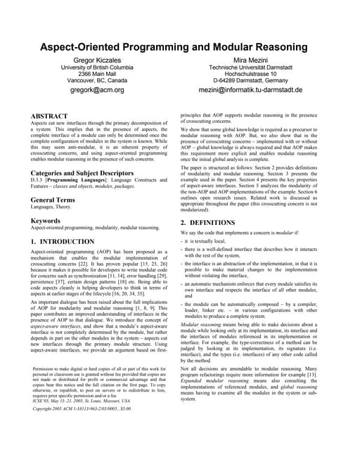 Aspect Oriented Programming