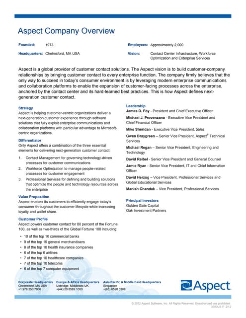 Aspect Fact Sheet Us