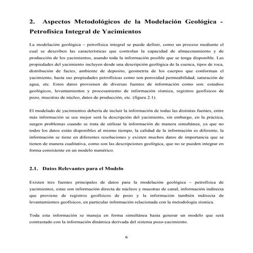 Aspecto metodologico de modelacion geologica
