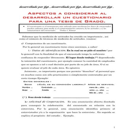 Aspectos a considerar al desarrollar un cuestionario para una tesis de grado