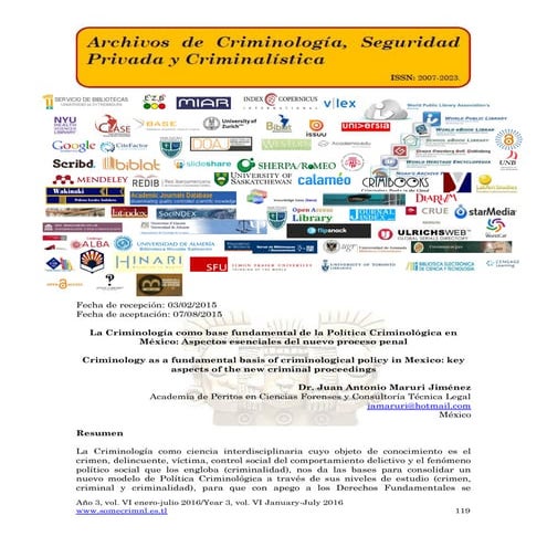 La Criminología como base fundamental de la Política Criminológica en México:...