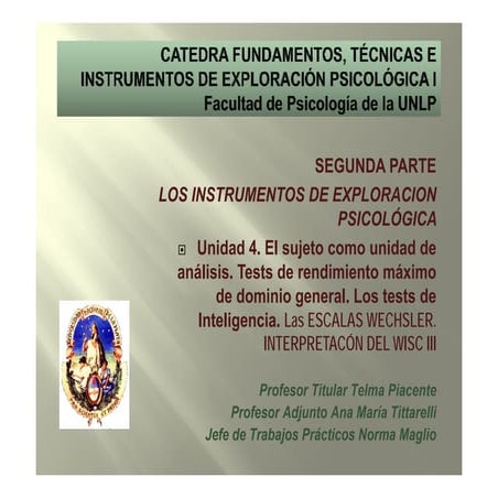 Aspectos explorados por cada subtests