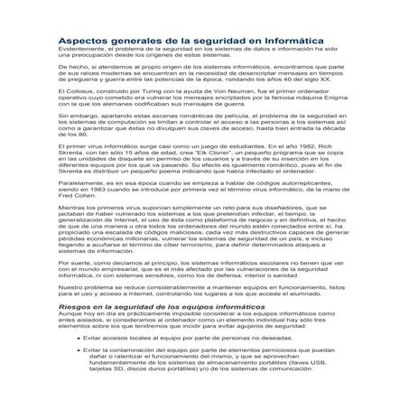 Aspectos generales de la seguridad en informática