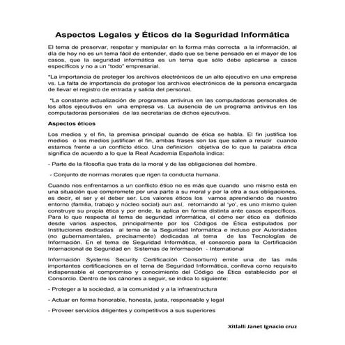 Aspectos legales y éticos de la seguridad informática