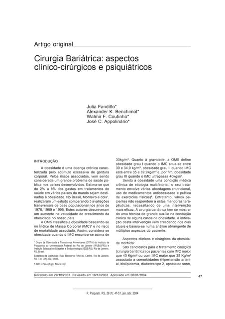 Aspectos psicológicos cirurgia bari...