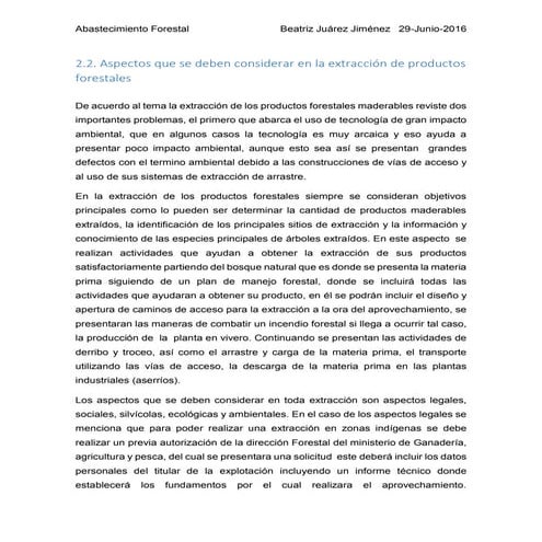 Aspectos que se deben considerar en la extracción de productos forestales