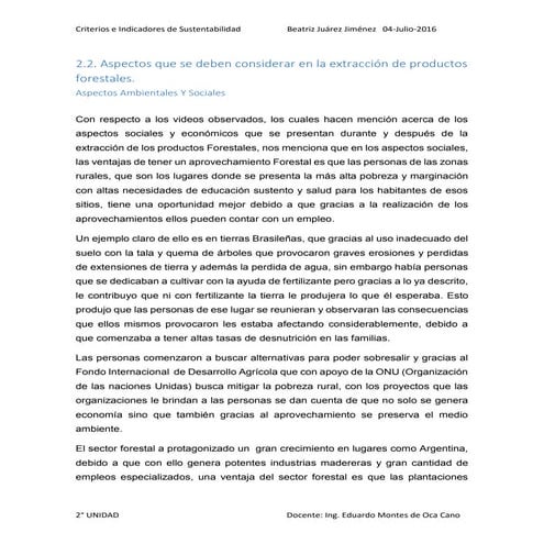 Aspectos sociales y ambientales