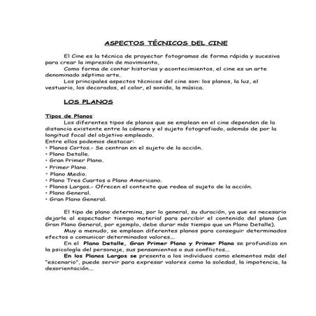 Aspectos técnicos del cine