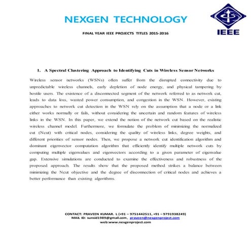Cut Detection in Wireless Sensor Network | PDF