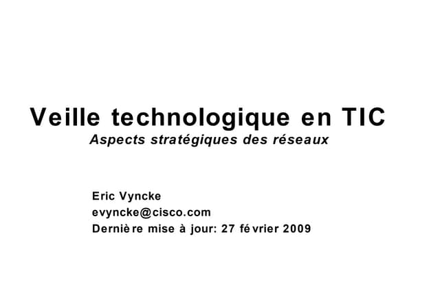 Aspects Strategiques Des Réseaux 2008 2009