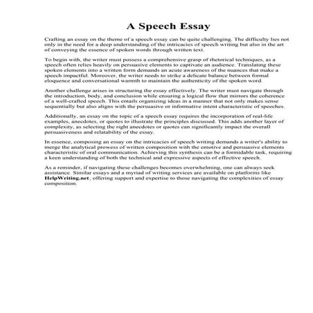 A Speech Essay