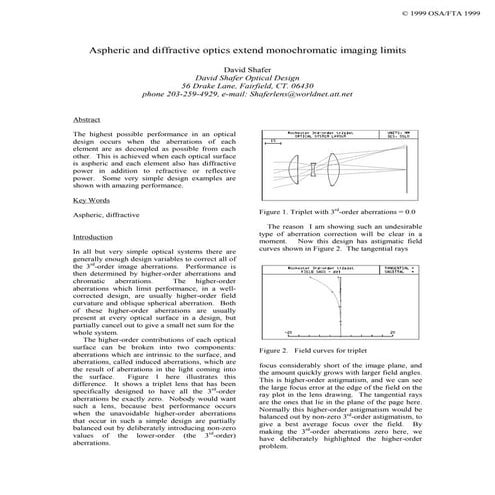 Aspheric and diffractive optics extend monochromatic imaging limits   1999