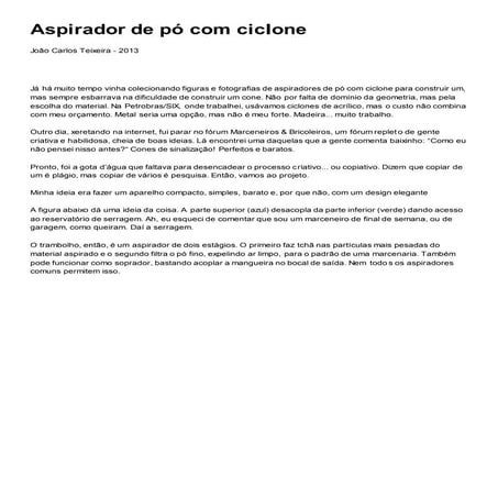 Aspirador de pó com ciclone