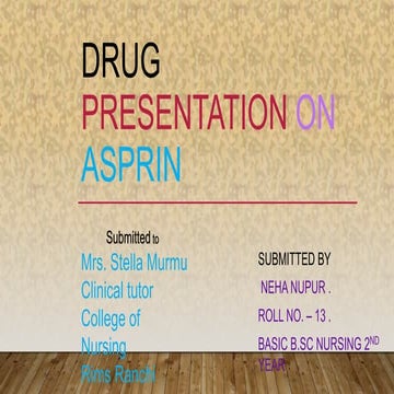 Aspirin (drug presentation) for medical students .
