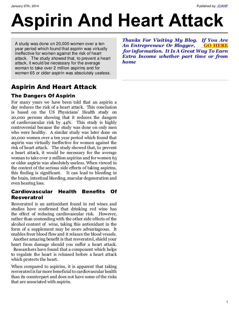 Aspirin and heart attack