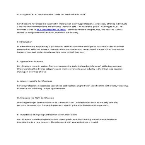 Aspiring to ACE A Comprehensive Guide to Certification in India