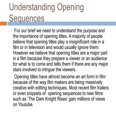 As planning for opening sequence | PPTX