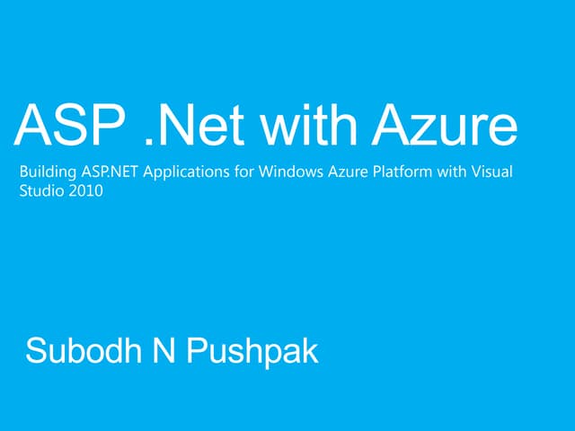 Windows Azure with ASP .Net MVC3 