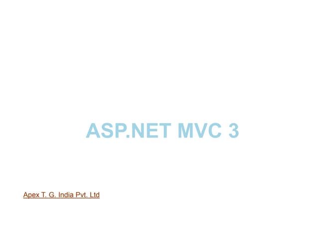 Training in Asp.net mvc3 platform-apextgi,noida