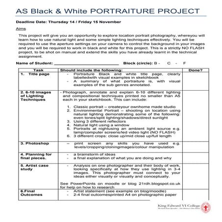 AS Portraiture Assignment Brief 2013 | DOCX