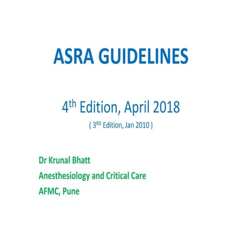 ASRA Guidelines 4th Edition