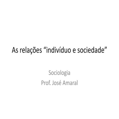 As relações  entre indivíduo e sociedade