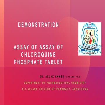 Assay demonstrations chloroquine