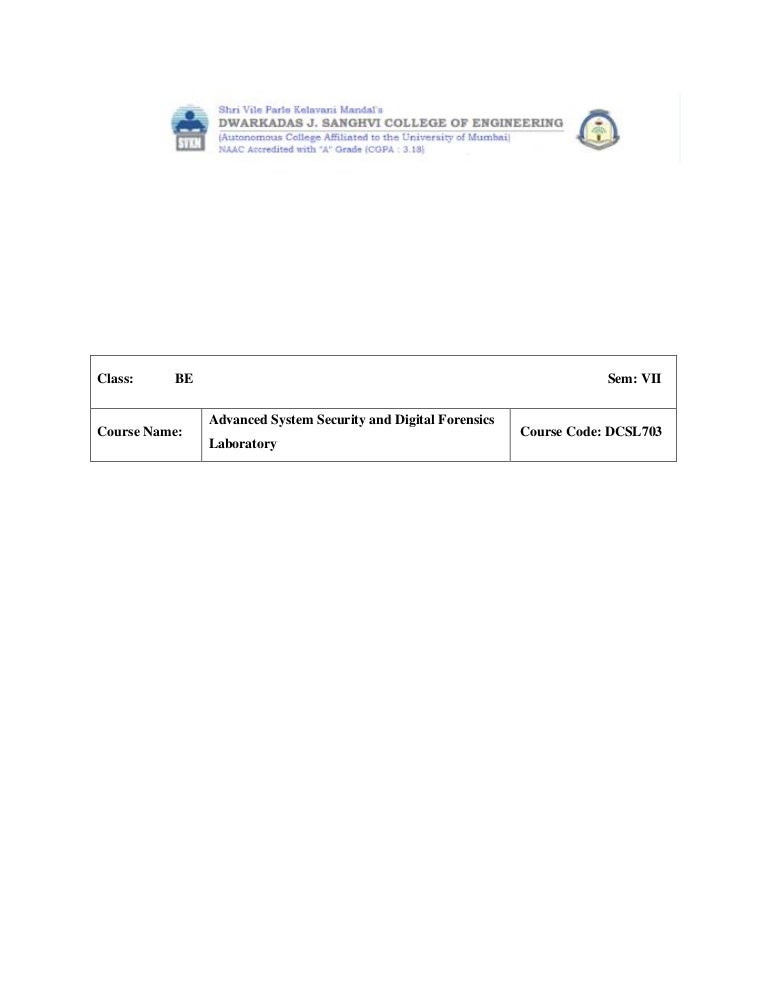 Advanced System Security And Digital Forensics