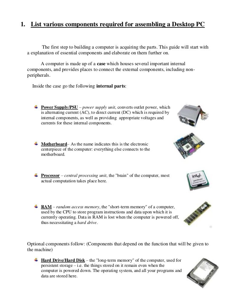 assemble a desktop pc