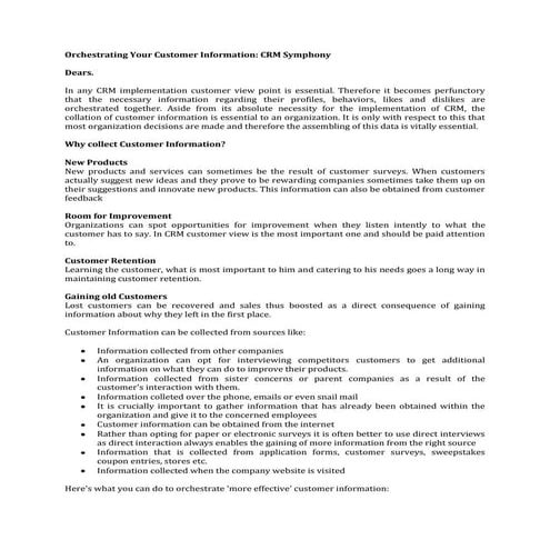 Assembling customer information