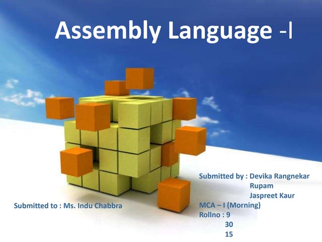 Assembly Language -I | PPTX | Programming Languages | Computing