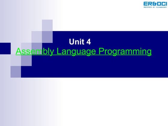 Part I:Introduction to assembly language | PPT