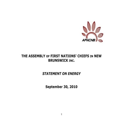 AFNCNB Statement on Energy September 09 2010
