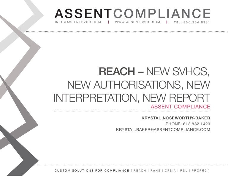 Assent Compliance REACH Compliance Webinar
