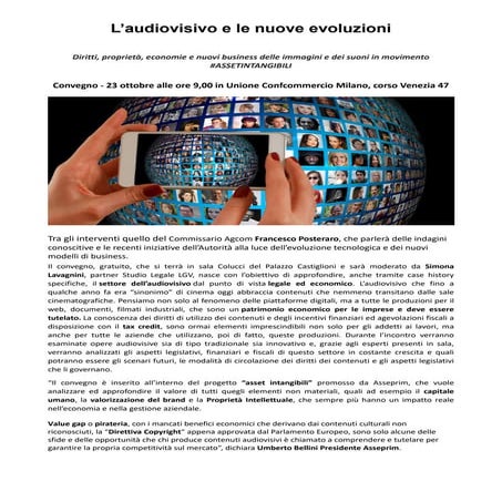 Asseprim evento audiovisivo   23 ottobre unione confcommercio milano
