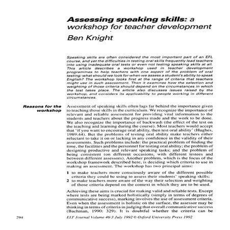 Assesing speaking skills