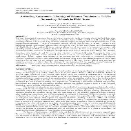 Assessing assessment literacy of science teachers in public secondary schools...