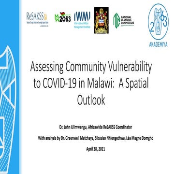 Malawi Learning Event - Assessing Community vulnerability to COVID-19 - April...