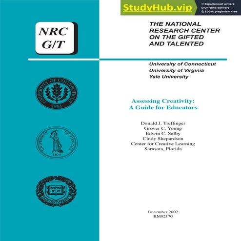 Assessing Creativity  A Guide For Educators