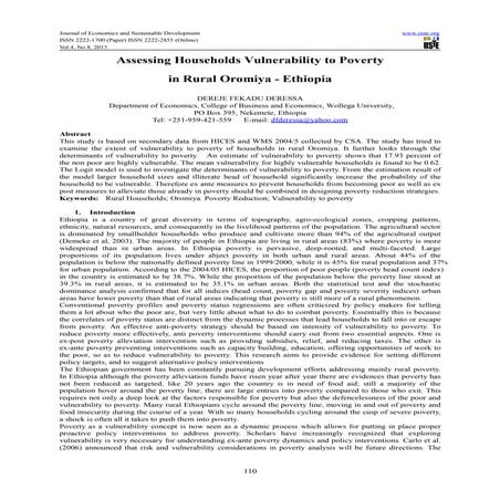 Assessing households vulnerability to poverty | PDF