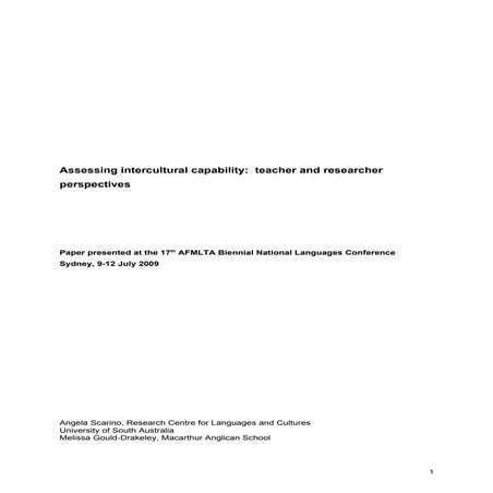 Assessing Intercultural Capability 8.7.09