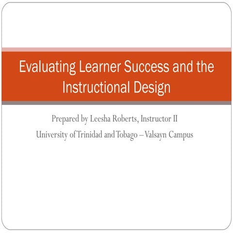 Assessing learning in Instructional Design